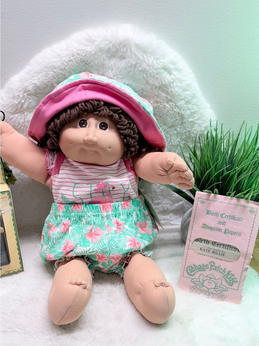 Cabbage Patch Kids Doll Kate Billie w/ Matching Hat & Birth Certificate 💝